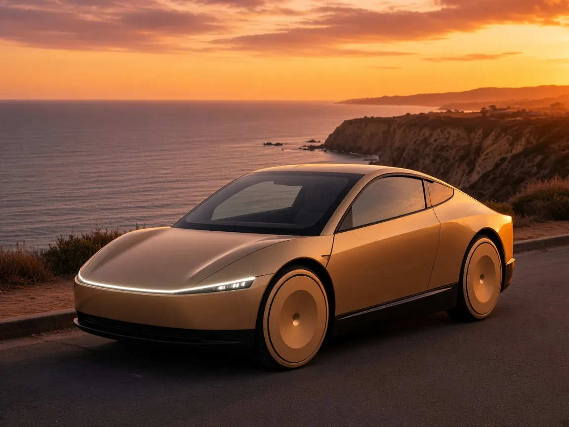 Cybercab at Sunset Cliffs during golden hour
